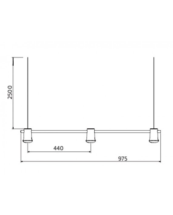 Zero Compose Glass Rails Linear 3 Pendant Lamp